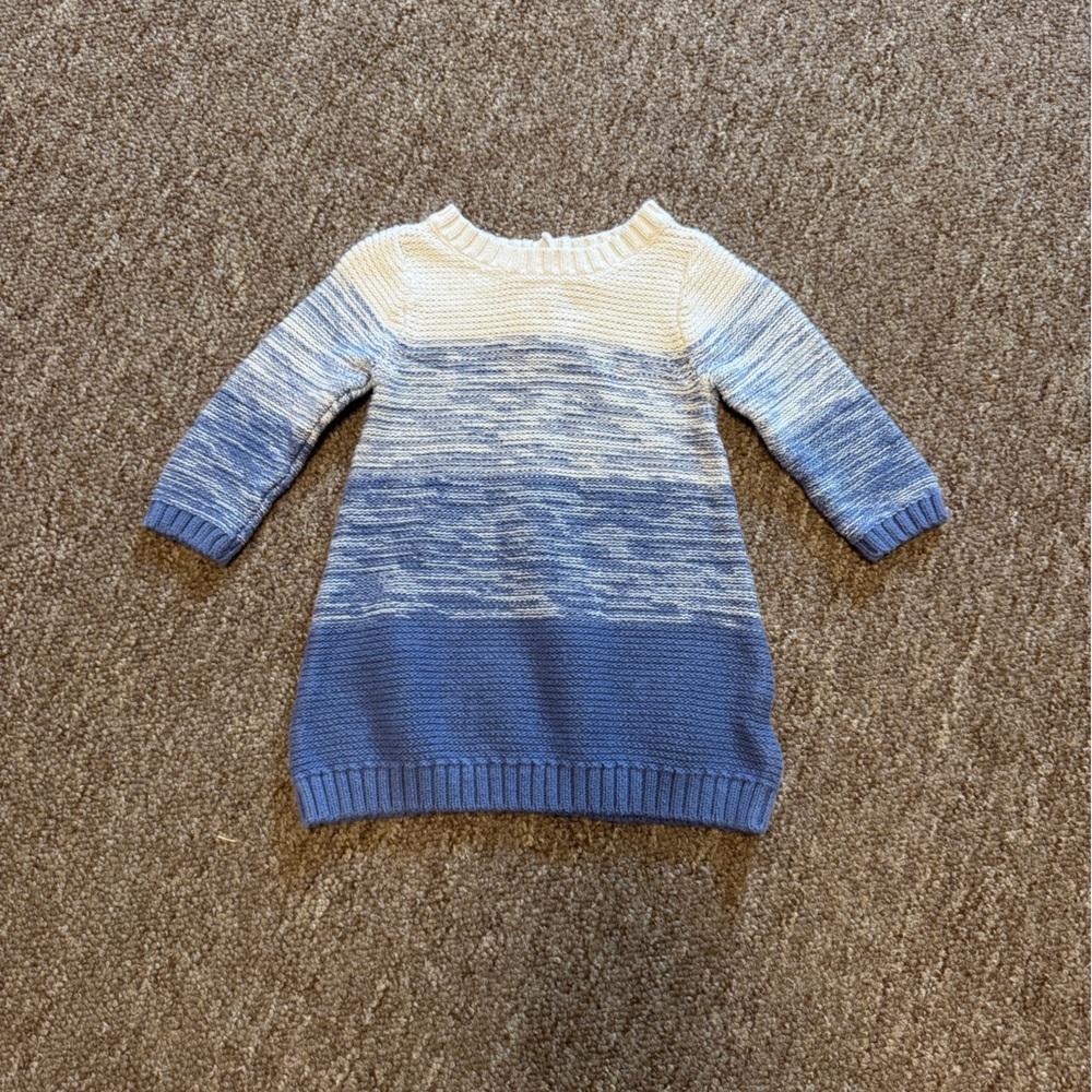 Old Navy Baby Blue and Cream Dress 3/6 month